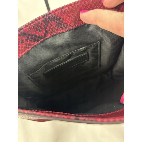 Rebecca Minkoff Sunday Large Saddle Crossbody Bag Red Black Snakeskin Leather - Picture 9 of 14